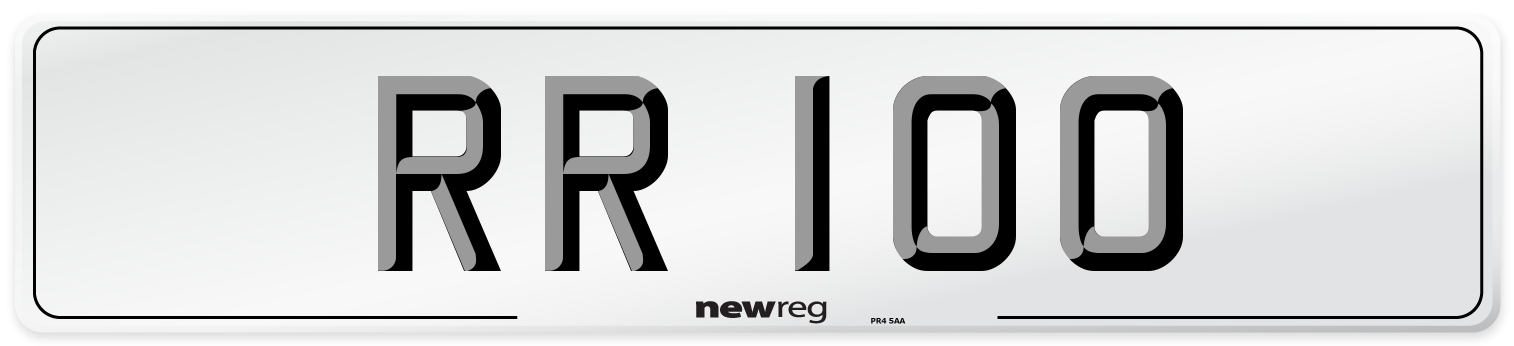 RR 100 Number Plate from New Reg